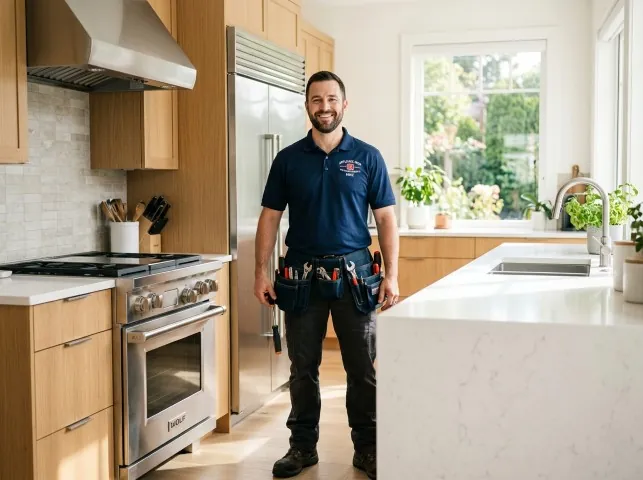 Appliance Repair Hero technician in a Ben Lomond, CA kitchen after an appliance repair