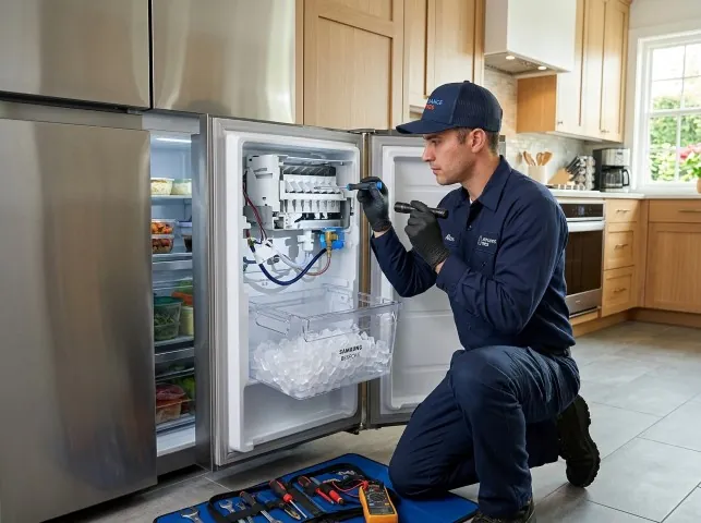 Appliance Repair Hero technician repairing a refrigerator ice maker in Ben Lomond, CA